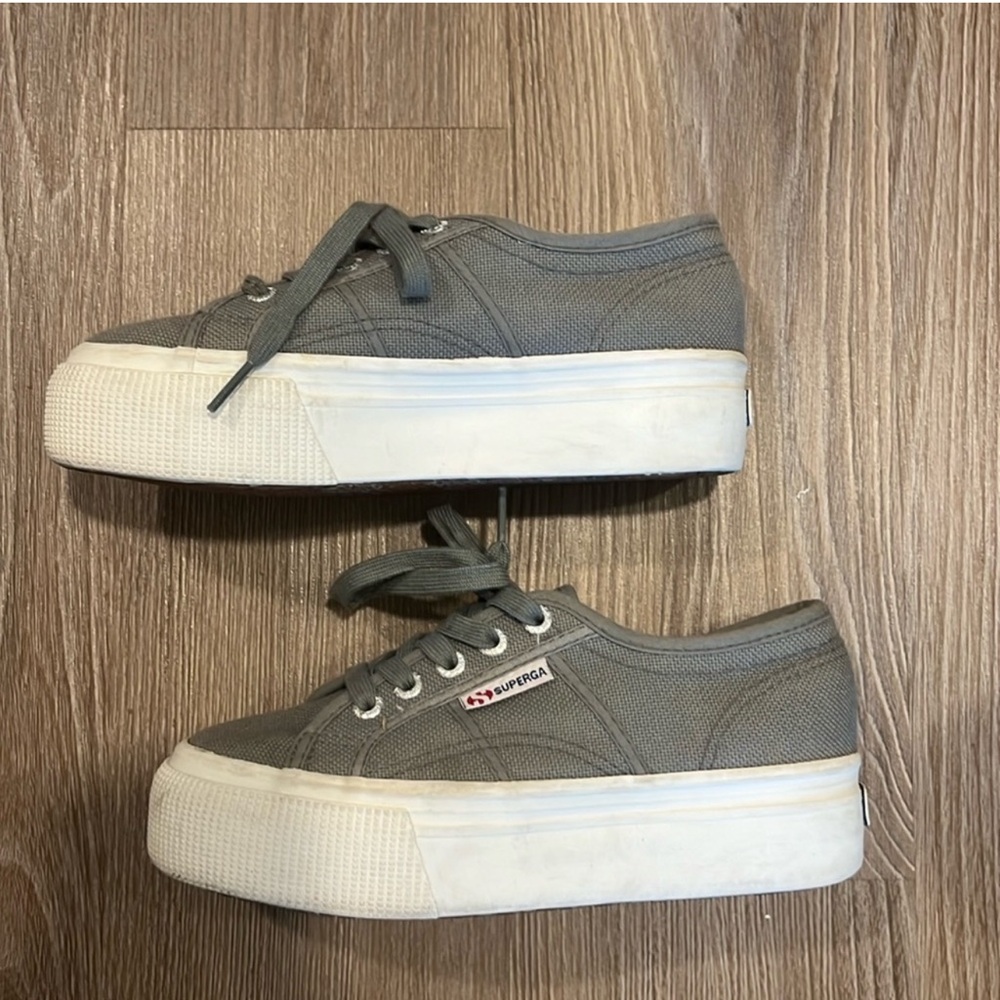 Superga Gray Platform Sneakers